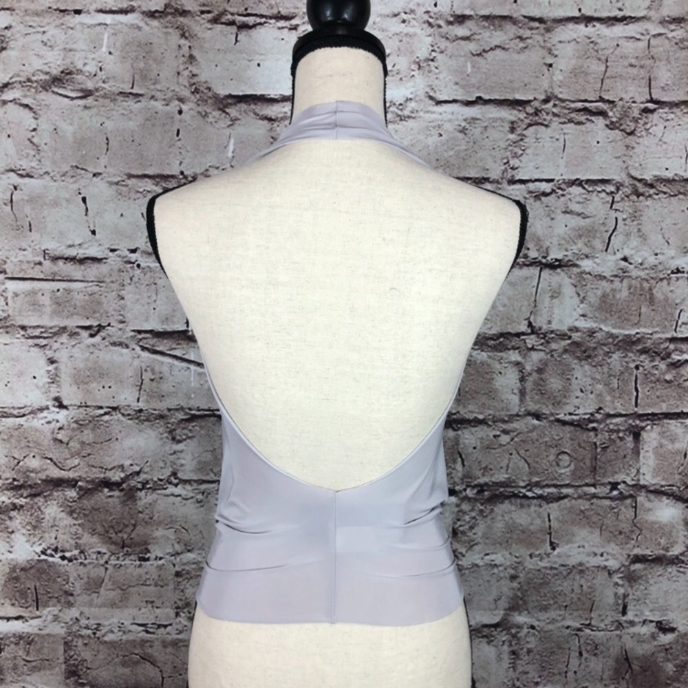 SEXY NEW Lt Gray/Silver Draped Neck Halter Top - Picture 5 of 7